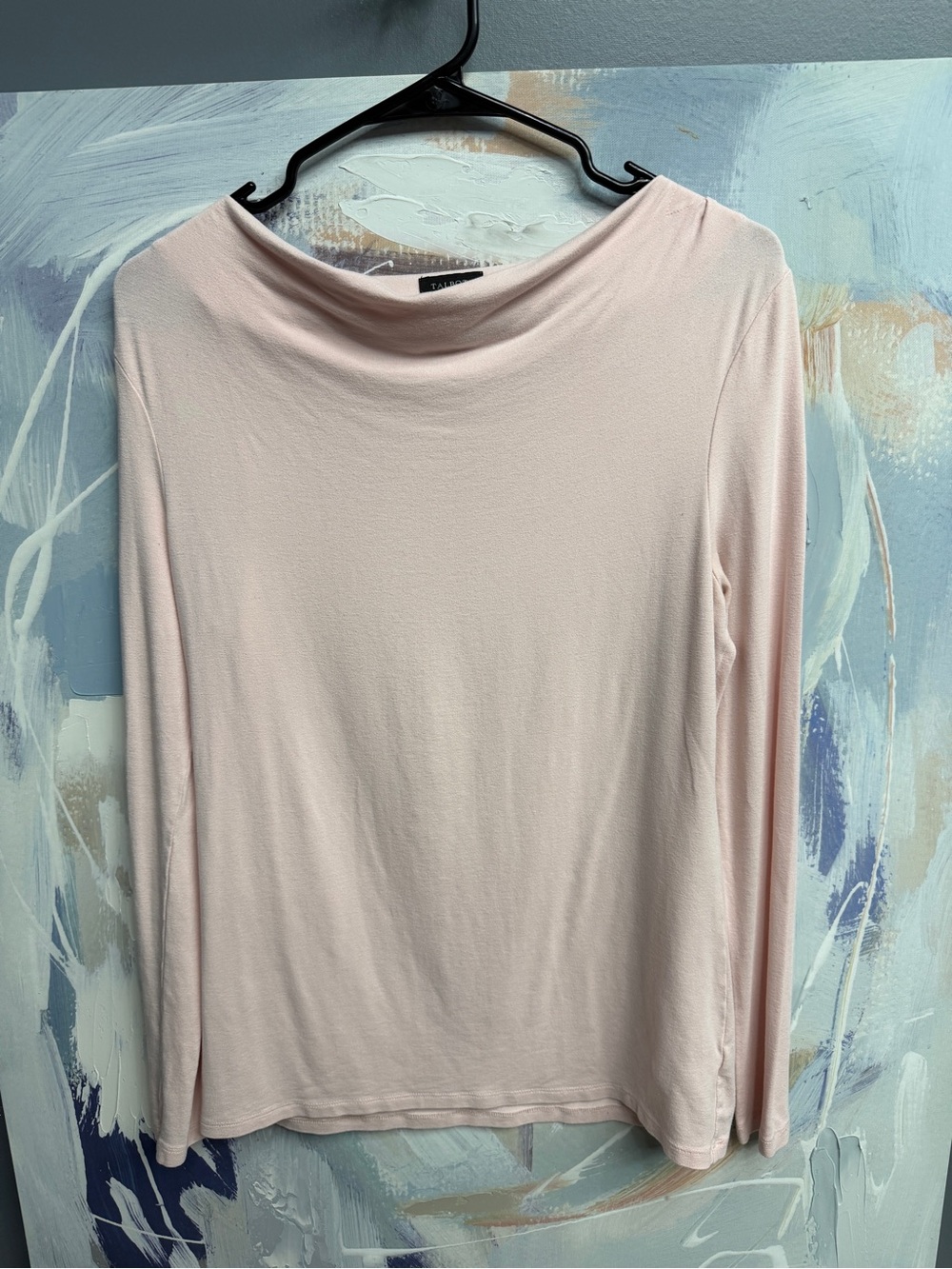 Talbots Blush Pink Cowl Neck Long Sleeve Top Small Rayon Spandex